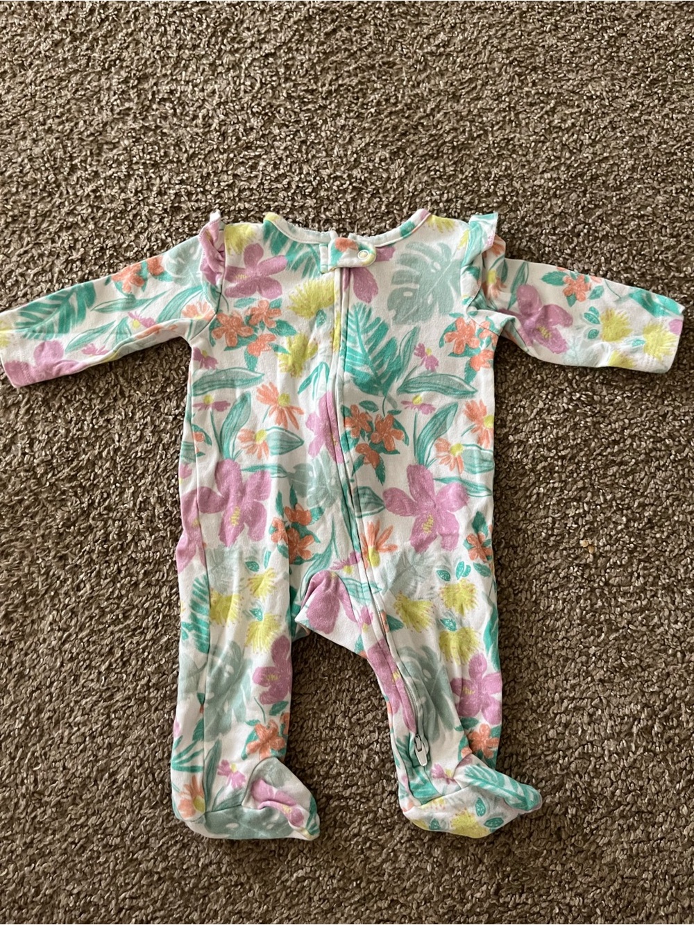 Carter’s Floral Print Footed One-Piece for Kids - Pastel Multicolor 3 Months